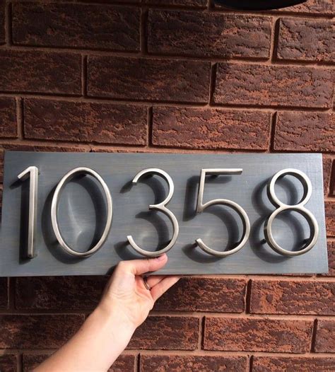 Red Metal House Number Sign 